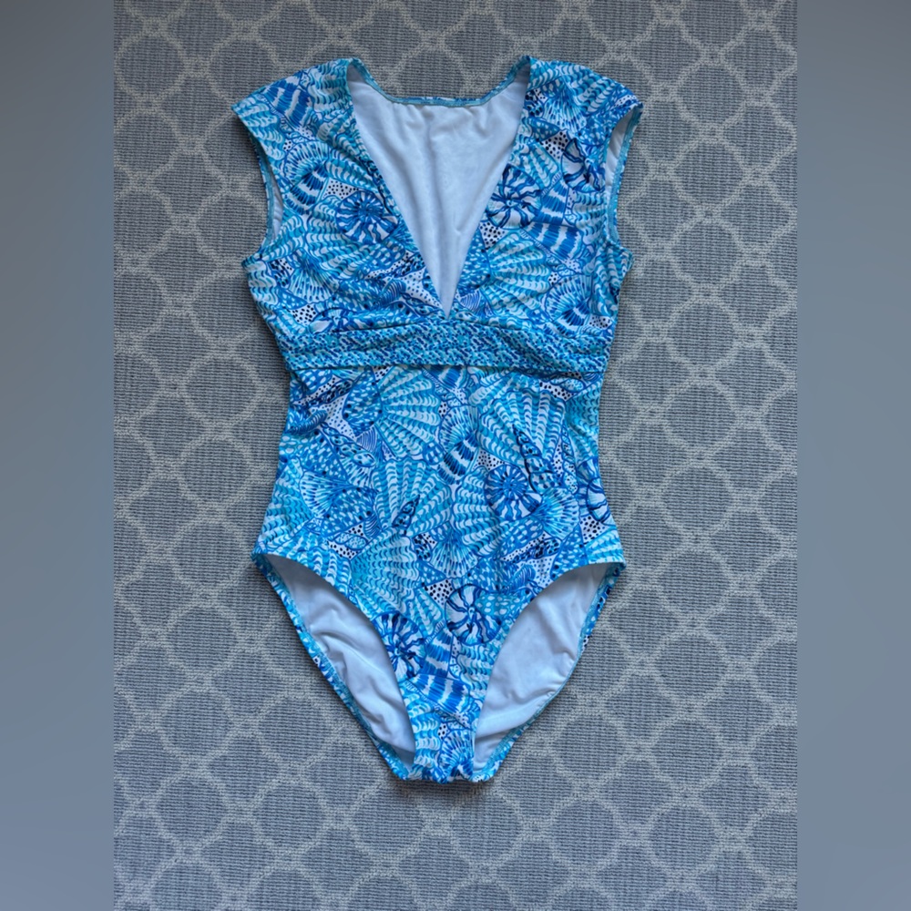 Lilly Pulitzer Imogen Blue and White Swim One Piece
